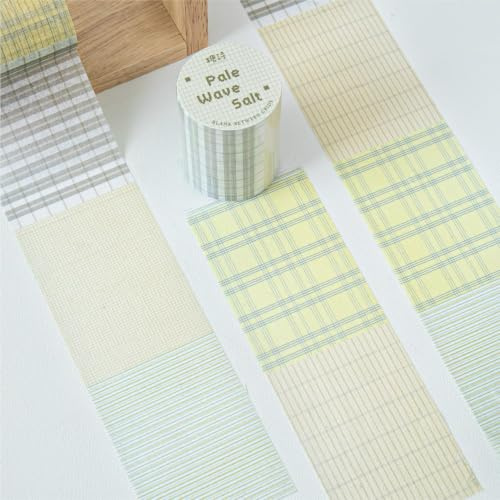 Kesari 6 Rolls Washi Tape Sticker tillbehör, Grid Tape Scrapbook Stickers skotskrutigt tyg dekorativt för gör-det-själv bullet journaler, fotoalbum, dator och scrapbooking (Grid)