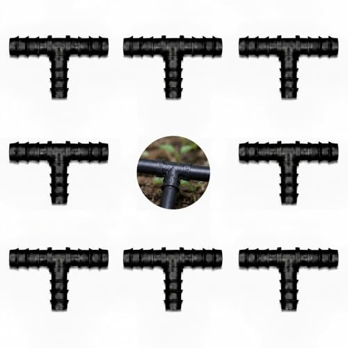 8 stycken 16 mm droppbevattningskopplingar, dropp-T-kopplingar, T-rörskopplingar, enkel installation, för trädgårdsbevattningssystem, växthus, grönsaksodlingar, rabatter (Trevägs)