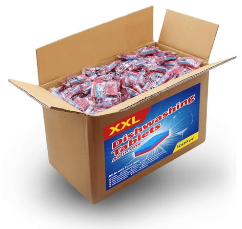 GeenYuu 12-i-1 diskmaskinstabletter 1 000 stycken 18 kg, fosfatfria rengöringstavar med citrondoft, fettlösare, kalkskydd, maskinskydd och glansfunktion för hushållsapparater