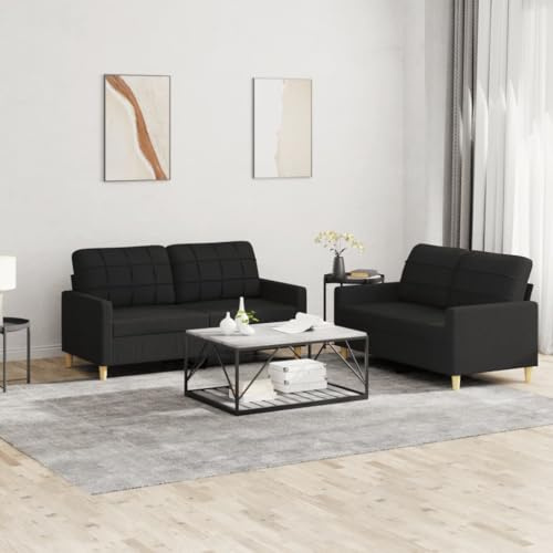 Sinkzol 2-TLG. Vardagsrum med kudde i svart tyg, bekväm hörnsoffa med förvaringsutrymme, modern design, lämplig för vardagsrum och gästrum, slitstarkt överdrag, stabil konstruktion