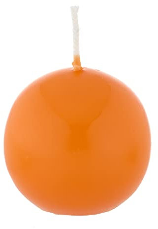 Bougie boule Orange 10 cm, 4 Bougies, Bougie Ronde