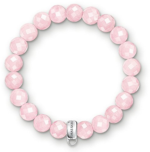 Thomas Sabo Women Charm Bracelet Rose Quartz Charm Club 925 Sterling Silver X0191-034-9