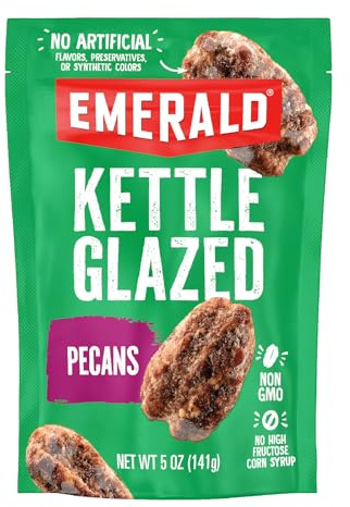 Emerald Nuts Kettle Glazed Pecans (1-Pack), 5oz Resealable Bag, Kosher Dairy Certified, Non-GMO, Contains No Artificial Preservatives, Flavors or Synthetic Colors