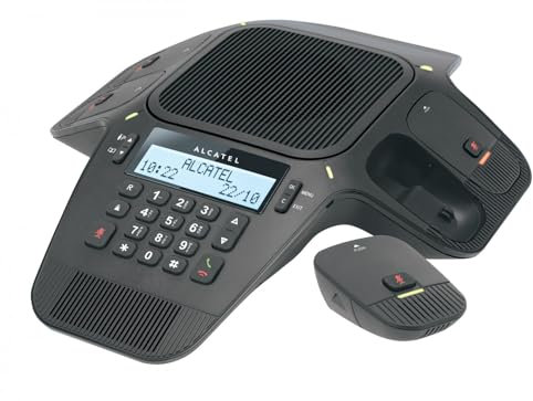 ALCATEL Conference IP1550 - SIP-Gerät mit hoher Audioqualität - 2 mobile DECT-Mikrofone - SIP- & Bluetooth-Anrufe - Freisprechfunktion - 3 SIP-Accounts - Beleuchtetes Display - Telefonbuch - PoE