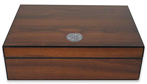 Egoist JK00170 Holz Humidor Box Set für ca. 25 Zigarren mit Hygrometer und Zigarrenschneider, Zigarren-Zubehör - Braun