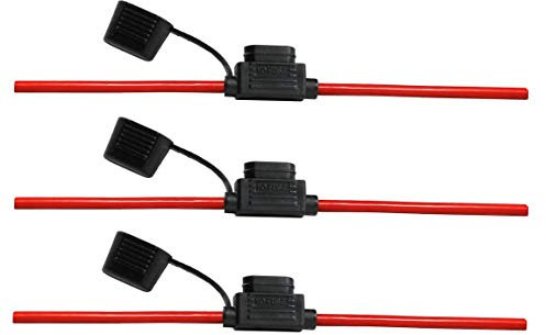 Offgridtec 6mm² Flachsicherungshalter für Kfz-Bladesicherungen, isoliertes Gummigehäuse mit wasserdichtem Deckel, 40A, 25cm Kabel, Überstromschutz für Fahrzeuge, Solar, Industrieanwendungen (3 Stück)