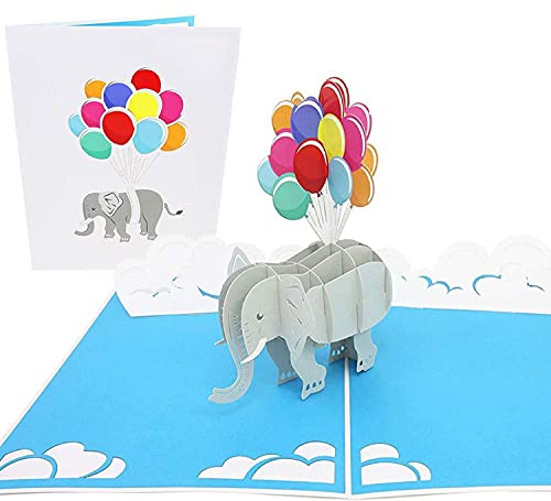 PopLife Cards elefante & palloncini pop-up carta - tutte le occasioni