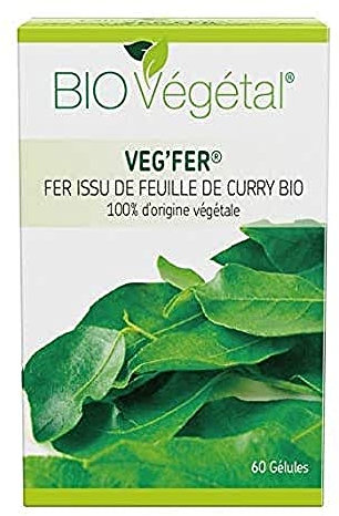 Phyto Sud Veg'Fer - Complément Fer Bio - Fer Complément Alimentaire d'Origine Végétale - Extrait de Feuille de Curry Bio - 60 Gélules de Fer Bio - Cure de 2 Mois - Fabriqué en France