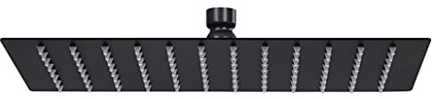 vidaXL Cabezal Ducha Efecto Lluvia Alcachofa Cuarto de Baño Accesorio Rociador Boquillas Giratoria Área Amplia Acero INOX Cuadrado Negro 30x20 cm