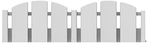 EasyFlex No-Dig Landscape Edging with Anchoring Spikes, 4.5 in. Tall Decorative Adirondack Wood-Look Fence Garden Border, 15 Foot Kit, White (3600WT-15C-6)