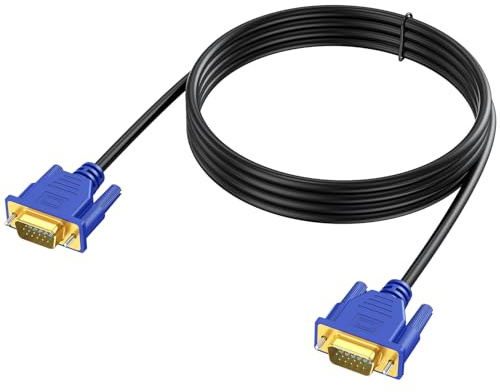 VGA Cable 10 Feet, VGA Computer Monitor Cable Adapter, Gold-Plated Shielded VGA Cord HD15 1080P@60Hz Full HD High Resolution Pure Copper Wire for TV Computer Monitor Display Projector-Blue