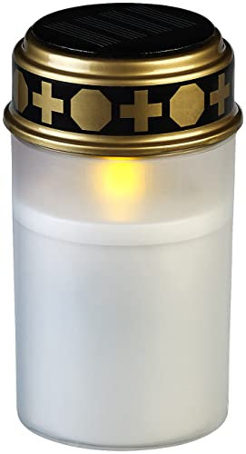 Lanterne funéraire solaire avec LED effet flamme - coloris blanc [Pearl]