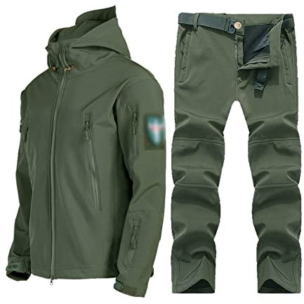 Yytcsjz Skianzüge für Herren, Mens Winter Outdoor Sport Plüsch und Dicken Ski Anzüge Set, Wasserdichte winddichte 2-teilige Skianzüge Set, für Schneesport, Winterskisport (Color : Green, Size : XL)