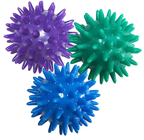 MagiDeal Lot de 3 Boule de Massage Spikey Balle à Picots Masseur Pieds, Dos, Epaules, Bras Soulagement du Stress Réflexologie Acupression (6cm, Violet Bleu Vert Foncé)