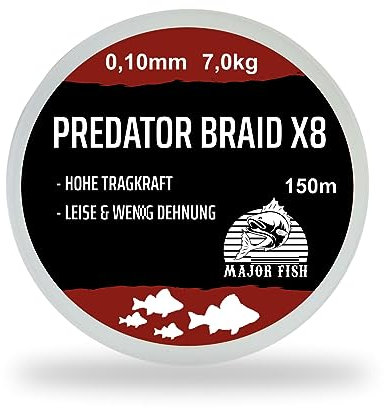 Major Fish 8-Fach geflochtene Angelschnur Predator Braid Raubfisch Schnur Rot Bloodred 150 Meter (0.24 mm - 19 kg)