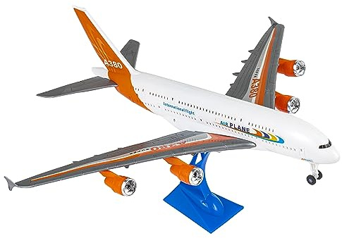 Baroni Toys Aeroplano Ready to Run Giocattolo con Luci e Suoni Colorato, Aereo Gioco da Bambino Accessori Inclusi, Gioco a forma di Aereo per Bambini 3 4 5 6 7 anni, 54x48x10 cm