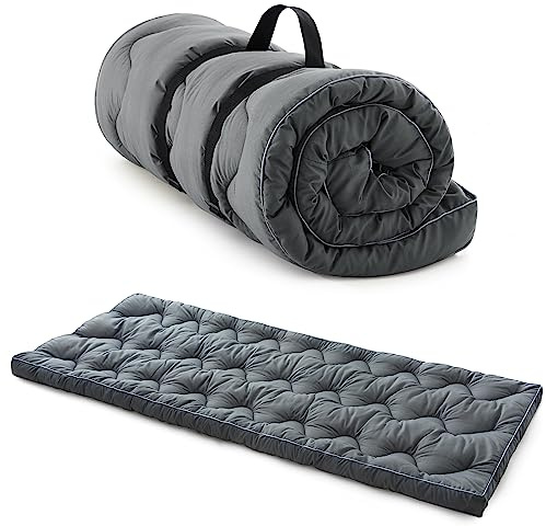 Jamdok Cot Mattress Topper for Camp Cot/Rv Bunk/Narrow Twin Beds(75”X30”),Thickened Quilted Pad,Lightweight Foldable Sleeping Mat for Traveling Hiking Backpacking,Portable,Gray