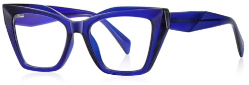 kachawoo Lenti di blocco della luce blu Cat Eye TR90 montatura per occhiali da donna computer occhiali montatura spessa, blu con trasparente, L