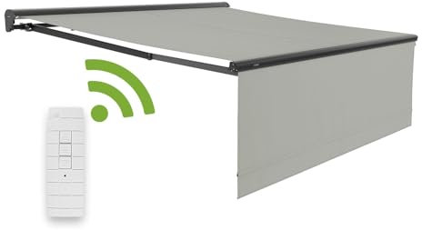 empasa Elektrische Kassettenmarkise 'Expert' Gelenkarmmarkise Markise Sonnenschutz mit manuell ausfahrbarem Volant, komplett vormontiert, in verschiedenen Größen und Farben