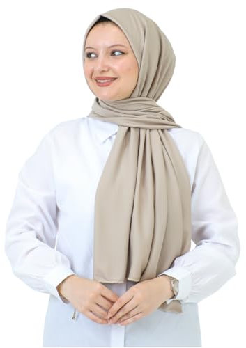 Prien Hijab Kopftuch für Damen, Muslimische Kleid Schal, Kopftücher für Mädchen, Islamische Langer Scarf, Chiffon Turban Kleider für Ramadan (Helles Nerz)