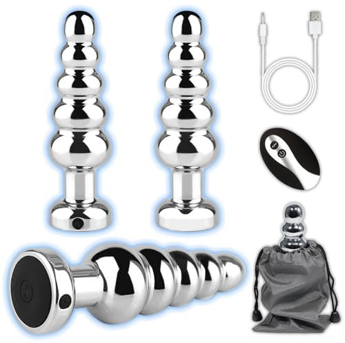 AMAZBEE Anal Plugs Analvibratoren für Mann 10 Vibrationsmodi Frauen-Sexs Spielzeug mit Drahtloser Fernbedienung Prostata Massagegerät Vibrator Analkette aus Metall Dildo Vibrator (5 Beads)