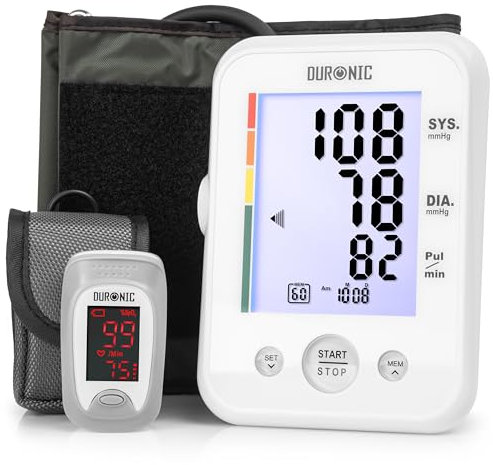 Duronic BPM150 Upper Arm Blood Pressure Monitor | Medically Certified | Fully Automatic | Used by Professionals and Home Users (BPM150 + OXIMETER Bundle)