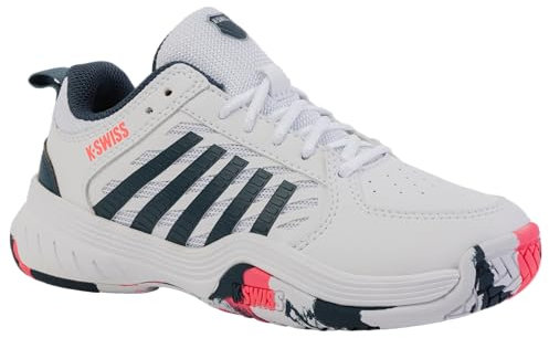 K-Swiss Unisex Kinder Court Express 2 Tennis Shoe, White Stargazer Neon Blaze, 33.5 EU