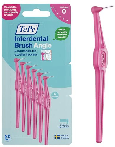 Brossette Interdentaire Angle, Rose, 0.4mm/ISO 0, 6pcs,élimine la plaque dentaire, nettoyage facile et efficace entre les espaces interdentaires très serrés