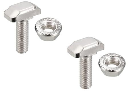 Pernos de riel en T, tornillos en forma de T, perno de inserción con ranura en T, 2 juegos de perno de inserción con ranura en T M5-M12 y tuerca de brida hexagonal, perno en T con cabeza de martillo,