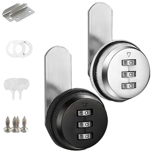 SVOCK 2Pcs Cabinet Password Locks Zinc Alloy Cam Lock 30mm, Student Password Lock Keyless, Security Combination Lock for Cabinet Locker Wardrobe Furniture, Black and Silver