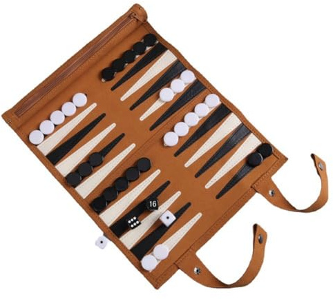 Pesfehhy Backgammon brädspel, bärbara Backgammon-spel för vuxna, resespel, rulldesign för vuxna, pusselspel för barn