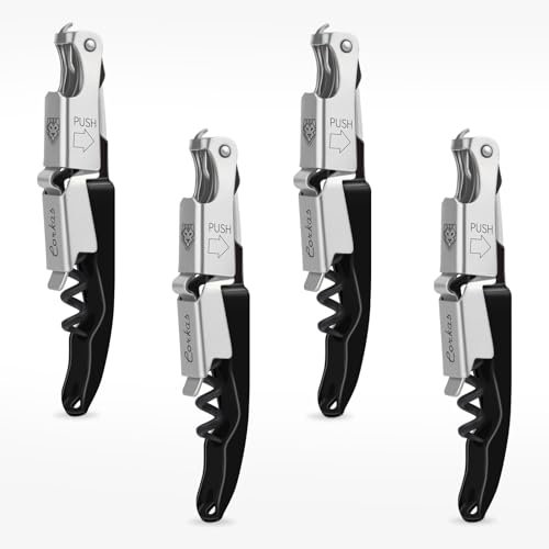 CORKAS Cavatappi Professionali Apribottiglie, Cavatappi da Sommelier, Coltello da sommelier, Cavatappi per Camerieri Apri Bottiglia Accessori del Vino e Regali (Nero-4)