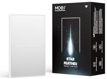 MOES Full Touch Smart Switch, SF(Star Feather 2026 Version) Wall Light Switch, Neutral Wire Required, Anti-Glare Panel, 2.4GHz WiFi Work with Smart Life/Tuya App, Alexa and Google Home White 2 Gang
