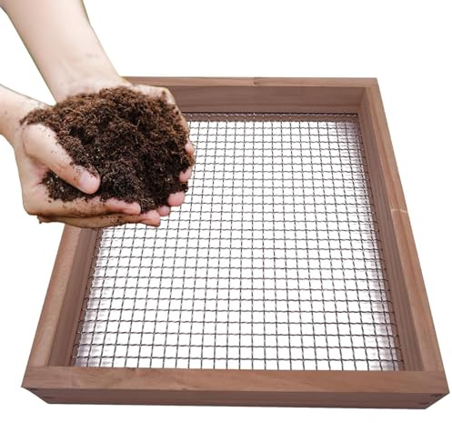 Tamiseur De Terre pour Jardin | Tamis Manuel À Roches | Crible Solide pour Terre Et Compost, Toile Métallique Résistante pour Travaux De Jardinage