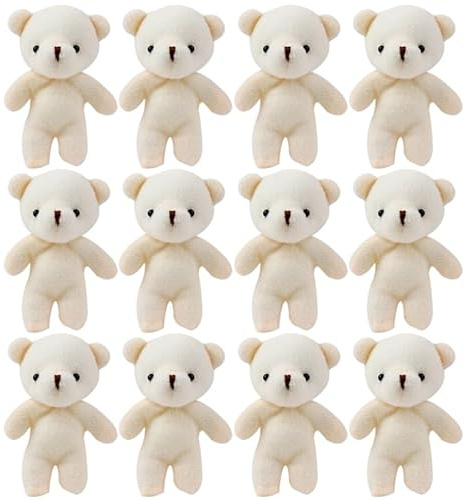 Toddmomy 12Pcs Mini Hanging Ornaments Soft Plush Bear Pendant Dolls for Dollhouse Decor Desk Display Bag Decor Christmas Tree Decorations