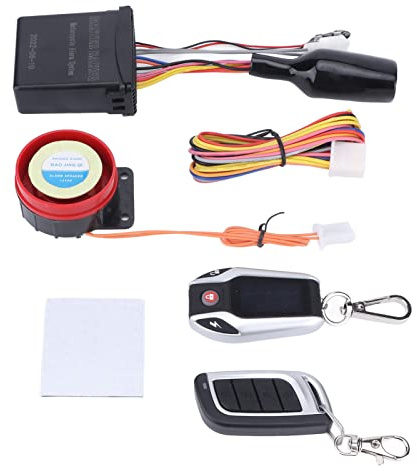 Sistema de alarma para motocicleta, kit de seguridad antirrobo de 2 vías con llave remota y sirena de 105-125 dB para vehículos eléctricos, motos, scooters (Sin medidor de presión del neumático)