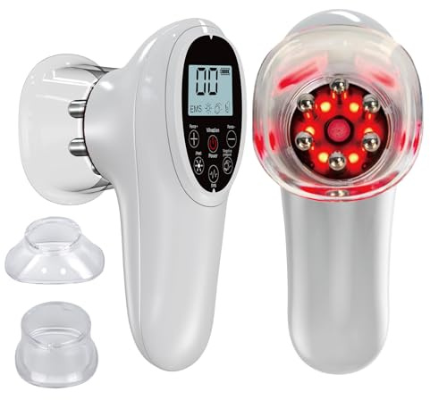 Rkdely 5 en 1 dispositivo de ventosas con masaje al vacío, masajeador anticelulitis, masaje con ventosas EMS y luz roja, calor, edema de labios, masajeador anticelulitis, 5 modos para el cuerpo