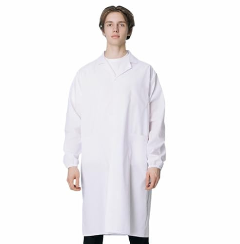 KEWUF Blouse Blanche Blouse Laboratoire Scolaire de Chimie Blouse de Médecin pour Homme Femme louse Chimie Lycee Longues Blouse de Médecin avec Poche et Bouton