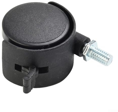 Rueda giratoria de plástico para silla de oficina muebles rotación 360 grados con conector de varilla roscada ruedas dobles M8 40 x 30 mm 50 kg de capacidad, color negro