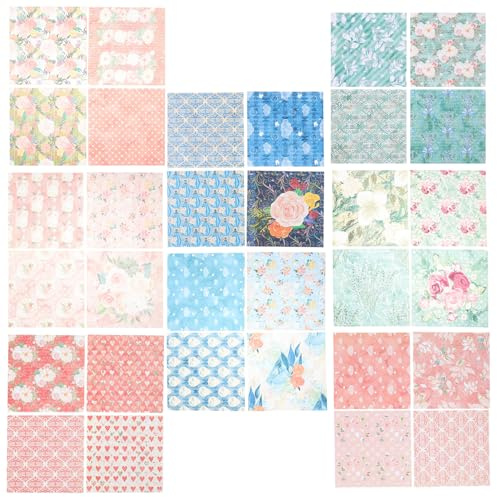 Hemobllo 32 hojas Papel Decoupage Vintage Grandes para Manualidades DIY Álbum Recortes con Motivos y Plantas para Decoración y Origami