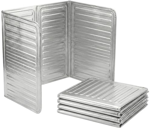 SoH8 [Lot DE 5] Plaque Anti Projection Cuisine – Bouclier Aluminium Pliable Contre Éclaboussure Huile & Graisse – Pare-Vent Cuisson 3 Volets (84x32cm) – Protection Gazinière Lavable & Réutilisable