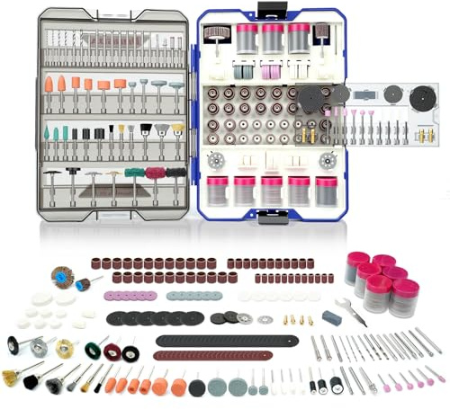 RONGDA 652-Piece Rotary Tool Accessory Kit, Dremel Compatible, Includes Grinding, Sanding, Cutting, Drilling, Cleaning, Polishing, Carving Bits & Attachments for DIY Enthusiasts