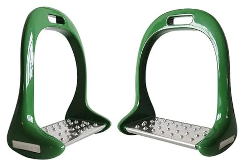 CYMMIYT säkerhetsstigbygel 1 par stirrup häst ridningsutrustning rostfritt stål legering aluminiumlegering tjock non-slip equestrian för saddle pedal (grön)