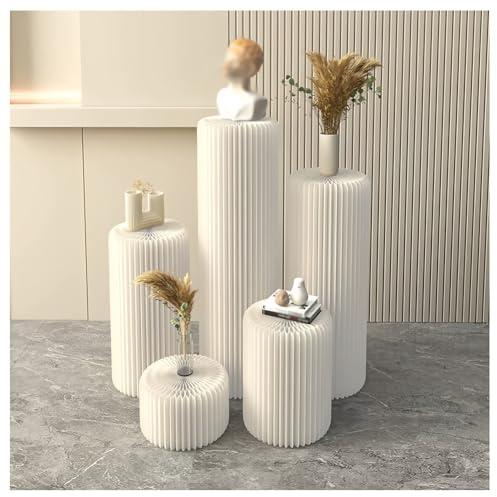 Zfmnoyev 1 Pedestal Expositor Plegable De Cartón, Columnas Expositoras Cilíndricas, Soportes para Zapatos, Bolsos, Flores O Pasteles, Bodas, Galas(20x68 cm)