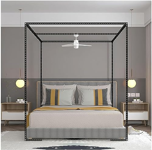 White King Canopy Bed Fe, Robust 4-Post Metal Design med justerbara polacker.Ele Chic Sovrum Dekor, Stöder Gardiner Och Myggnät.Lätt montering för modern hemsle