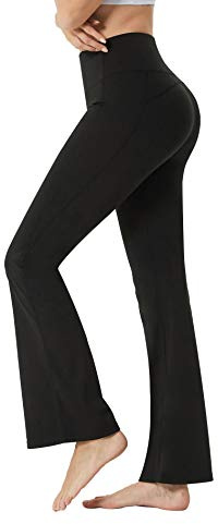 YUSHOW Flare Trousers Women Bootcut Yoga Pants High Waist Workout Bootleg Pants Black