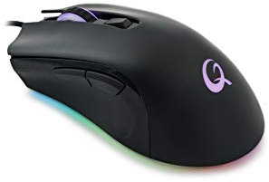Qpad Pro Gaming Maus, Computermaus für PC, Laptop, Computer, Mac, MacBook, Optical Mouse mit optischem Sensor für FPS Spiele, 12.000 DPI, LED Beleuchtung, kabelgebunden (Wired), USB, Schwarz, DX120