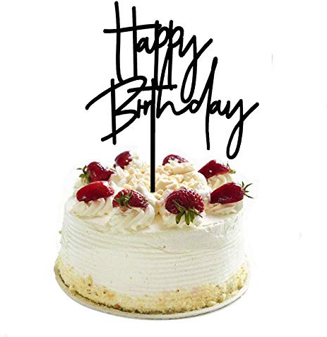 DIY Happy birthday Cake Topper Black Acrylic