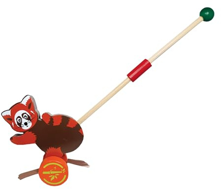 Push-A-Long Pets - Panda rosso di Deluxebase. Panda rosso da spingere lungo giocattoli per bambini. Animali in legno ecologico da spingere e tirare lungo giocattoli. Ottimo sviluppo precoce e attività