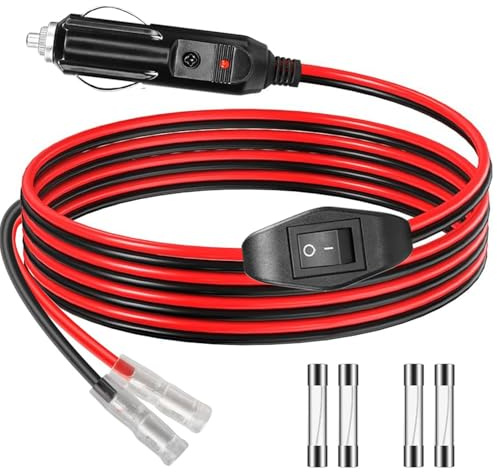 RUNCCI-YUN Adaptateur Mâle pour Allume-Cigare, 14AWG Prise Allume Cigare 12V/24V, avec Interrupteur Marche/arrêt Câble d'alimentation Universel, Allume-Cigare câble d'extension（1M）